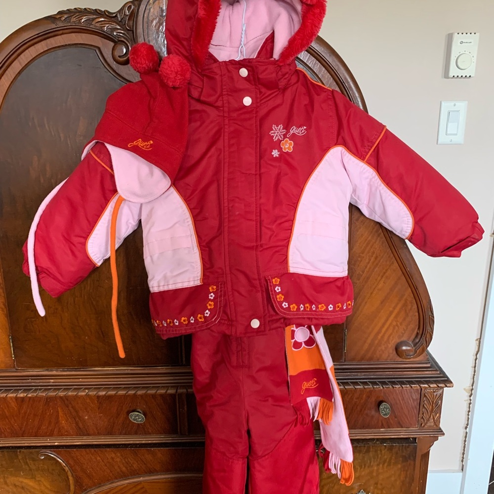 GUSTI Snow Suit for Baby Girl size 18 months jacket snow pant hat scarf like new